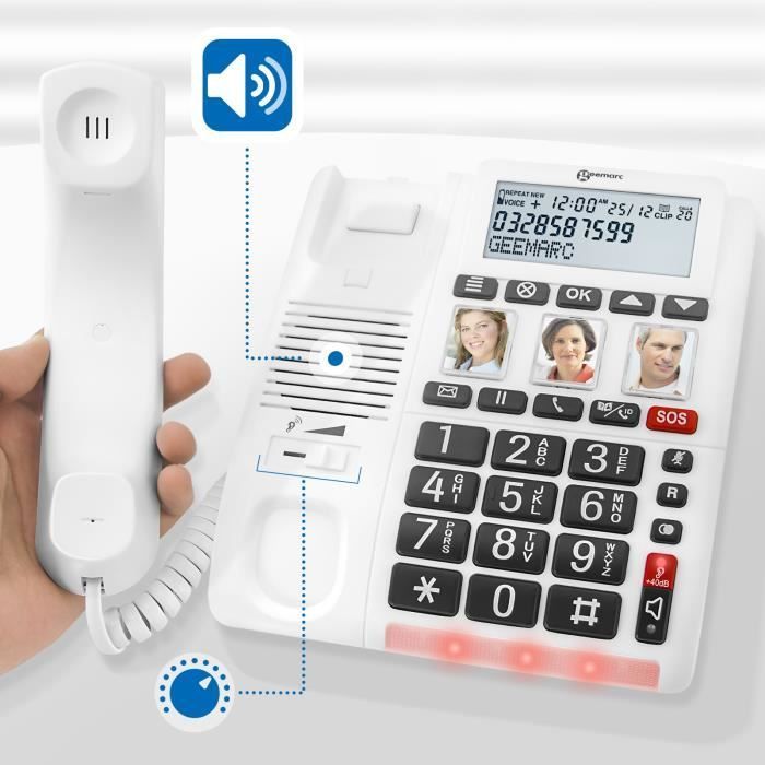 Teléfono para personas mayores - GEEMARC - CL9000 - Función SOS - Pulsera SOS - Pantalla nítida 4G