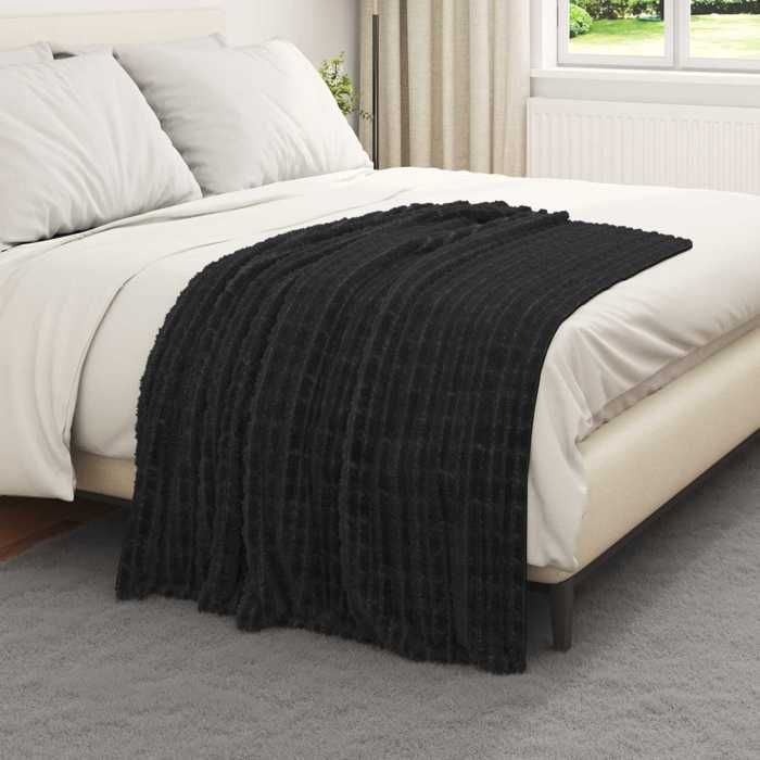 Manta/colcha moderna, suave y lujosa - Máximo confort - Manta negra de 150x130 cm de forro polar @EU567853