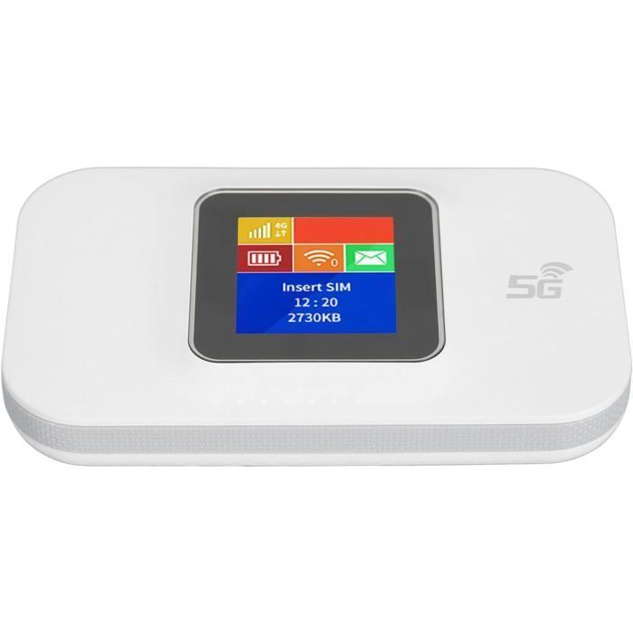 Routeur WiFi 4G Portable,Point D'accès WiFi Mobile à écran Couleur de 1,44 Pouces avec Emplacement pour Carte Micro SIM pour(White)