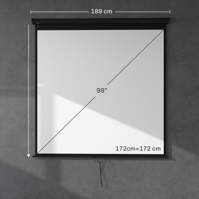 Pantalla de proyección - pantalla para proyector de vídeo - HOMCOM - 99 pulgadas, cine en casa 1:1, 4K HD, montaje en pared/techo - acero - negro