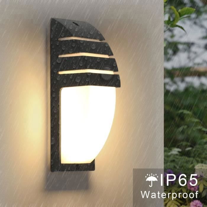 DELIPOP Applique da parete a LED per esterni - 12W Bianco caldo 3000K Alluminio - Impermeabile IP65 per giardino, ingresso, garage - Nero