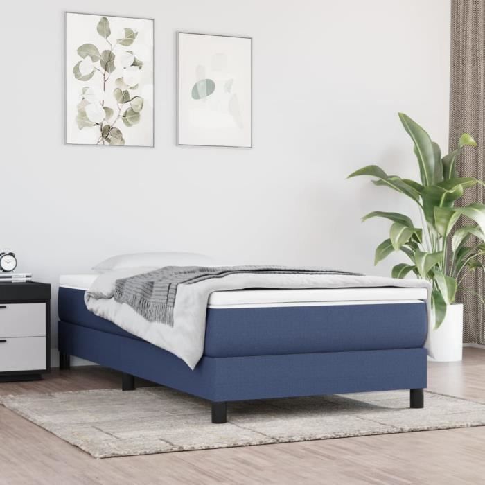 Base de cama - AKOZON - 90x200 cm - Tejido 100% poliéster - Azul - Individual