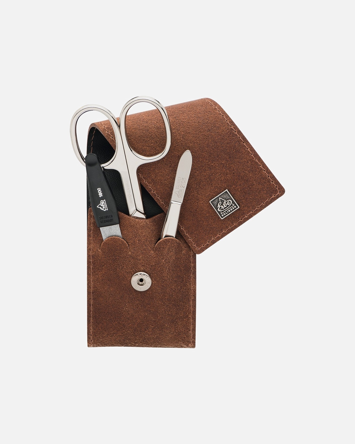 ERBE Etui Maniküre-Taschenset „Cognac & Ozeanblau“, konjakas, 3 teilig – 1 Stück