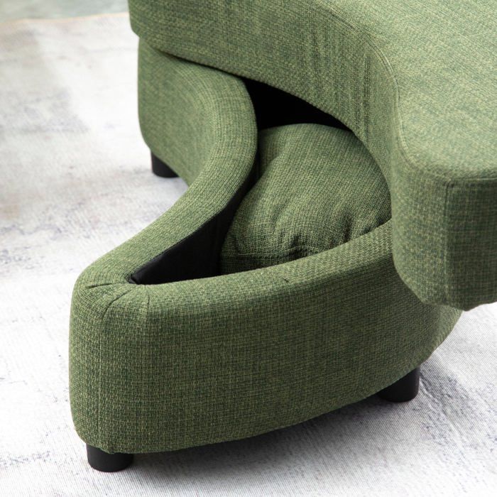 Poltrona YHL Voyura Q-MYD-2306-LIGHTGREEN comoda, rivestita in tessuto e con vano portaoggetti - Verde chiaro