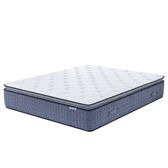 Matelas 180x200 cm ep 35 cm ressorts ensachés 3 zones + mousse mémoire, coutil bambou, bords renforcés - LASUITE