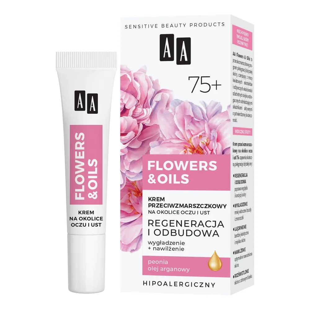 AA Flowers & Oils 75+ Odbudowa Krem Przeciwzmarszczkowy na Okolice oczu i ust