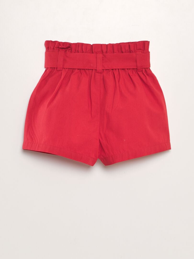 Poplin shorts met riem - ROOD