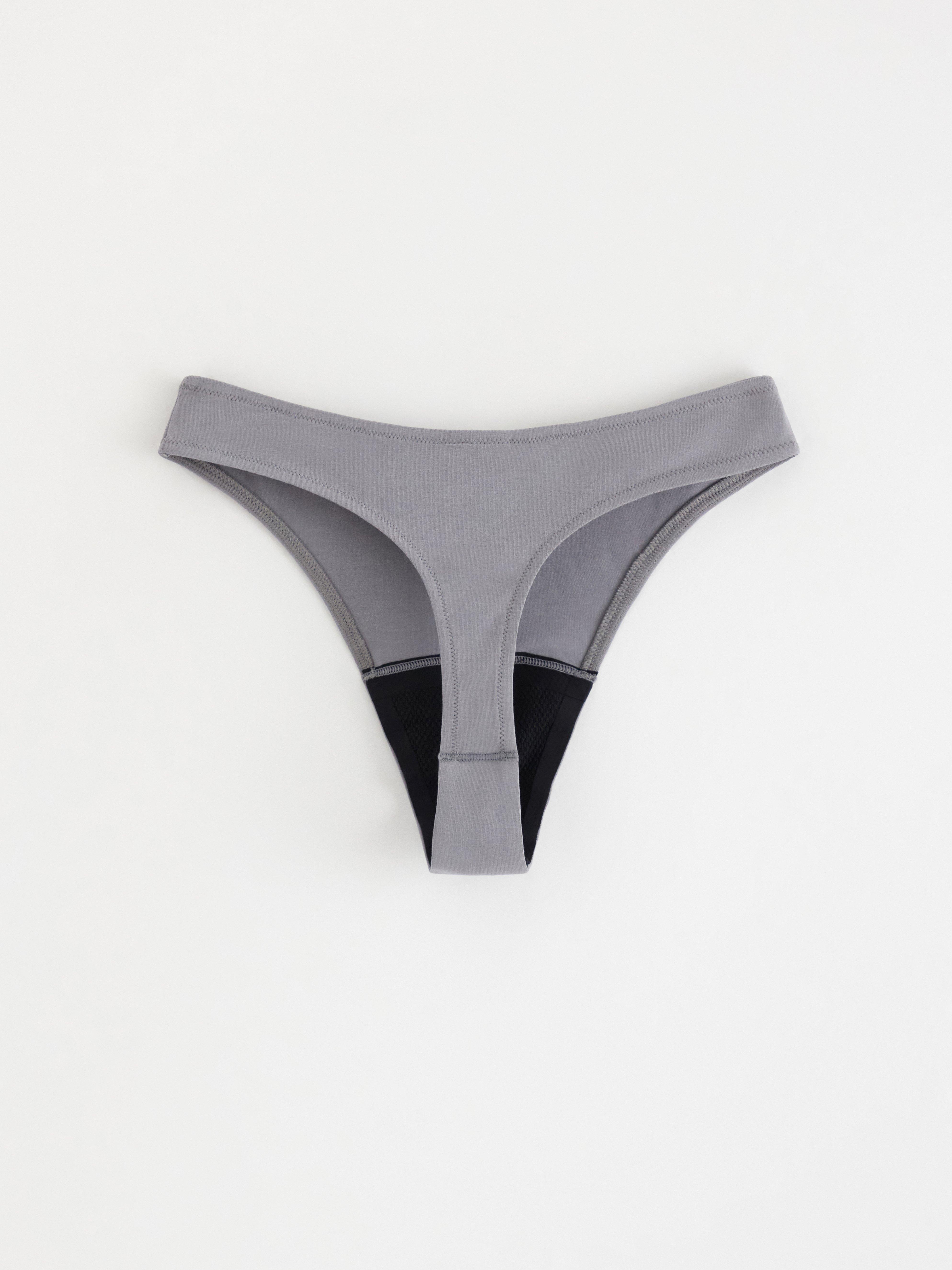 Lett absorberende menstruasjonstruser – thong – Female Engineering Grey