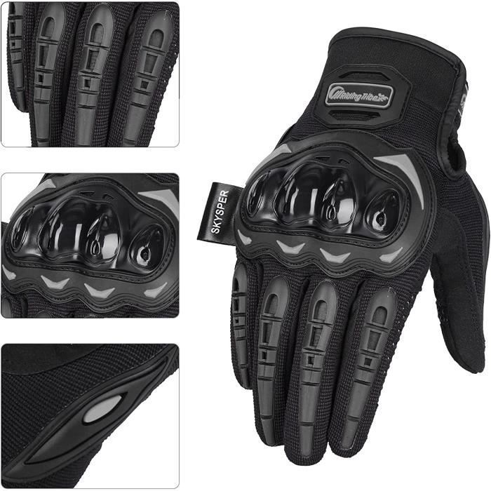 Guantes de moto negros talla M, guantes de moto con pantalla táctil de dedos completos, guantes tácticos para deportes al aire libre para hombre y mujer, guantes de motocross