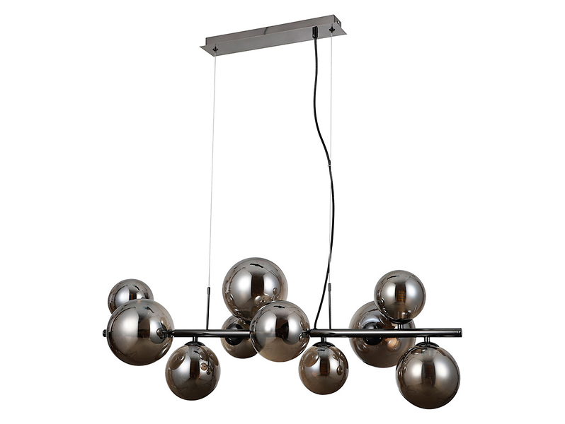 Lampa wisząca Canello 10-punktowa szklana srebrna