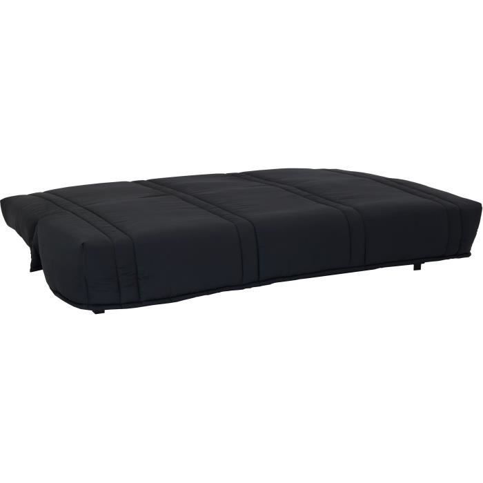 Divano letto a 3 posti con meccanismo click-clack - Tessuto nero - Stile contemporaneo - L 193 x P 92 cm - LENA
