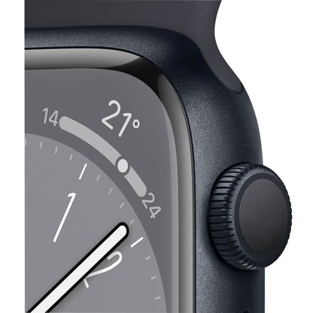Apple Watch (Series 8) 2022 GPS 41 mm - Aluminium Minuit - Bracelet sport Noir - Reconditionné - Excellent état