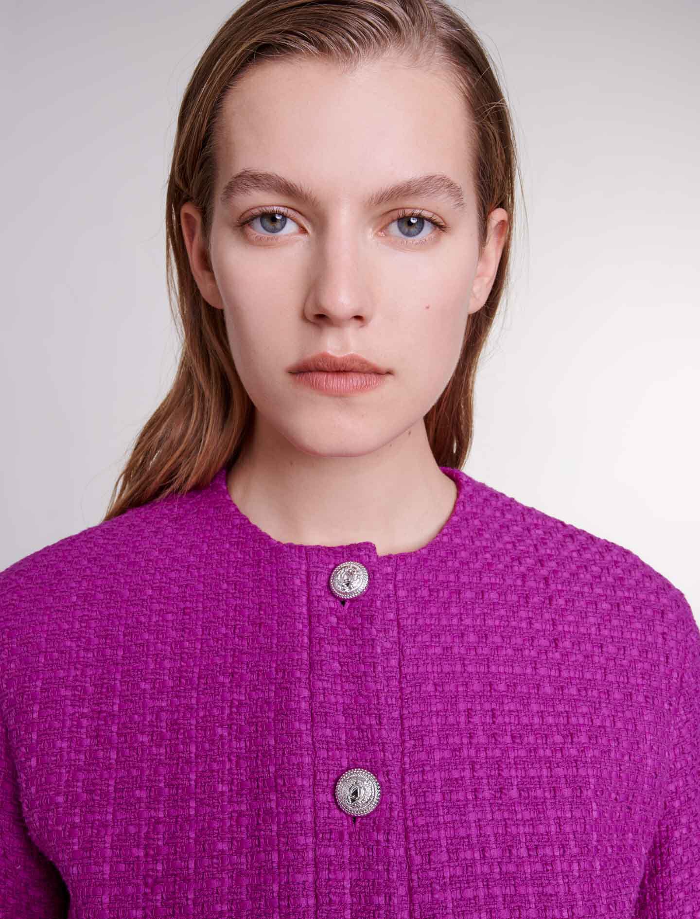 Fuchsia tweed jasje - Rose