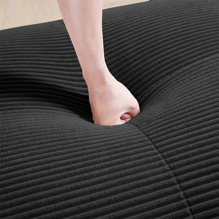 DRIPEX Canapé d'angle 2 places en velours côtelé doux,Canapé modulable avec accoudoirs courbés,sans montage,pour salon,Noir