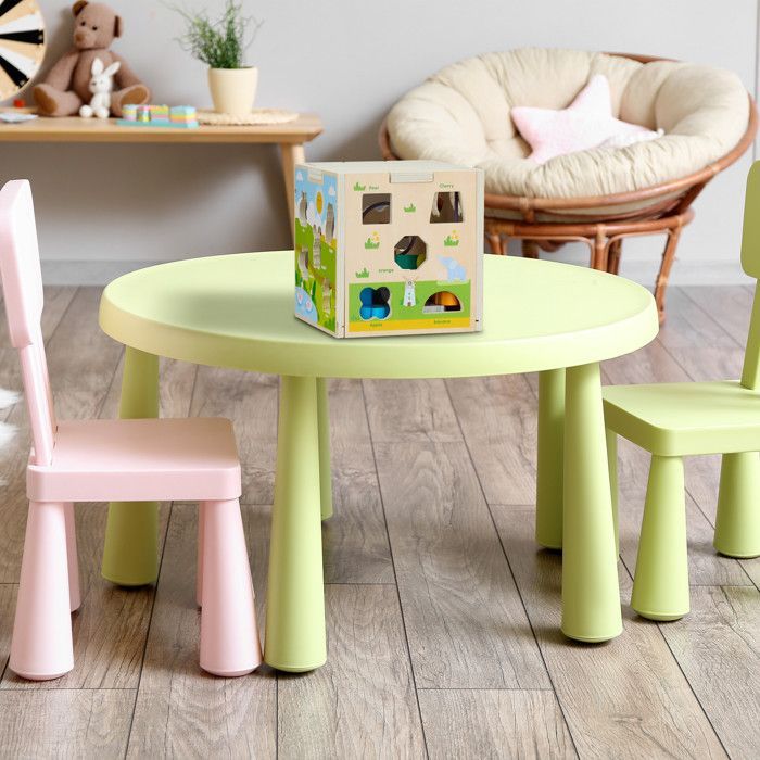Cubo de actividades de madera Relaxdays, diseño B, para niños de 3 años en adelante, con circuito de habilidades motrices, multicolor.