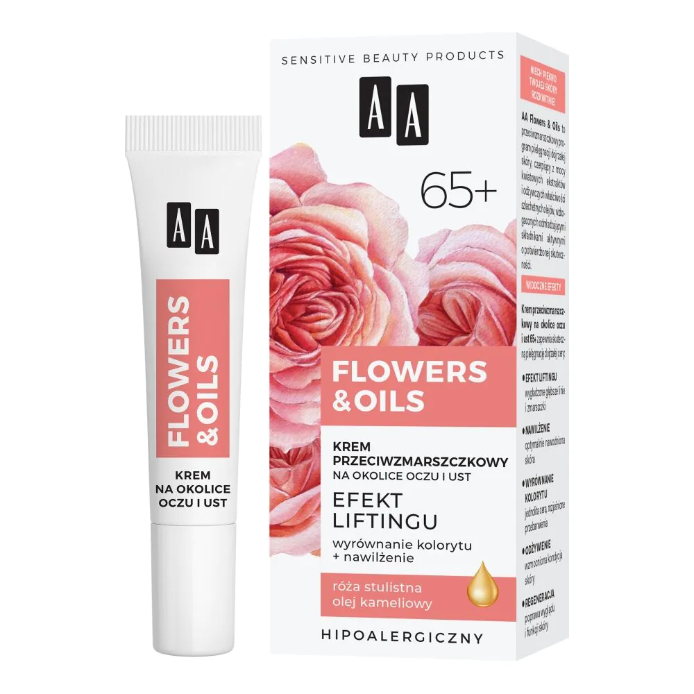 AA Flowers & Oils 65+ Efekt Liftingu Krem Przeciwzmarszczkowy na Okolice oczu i ust