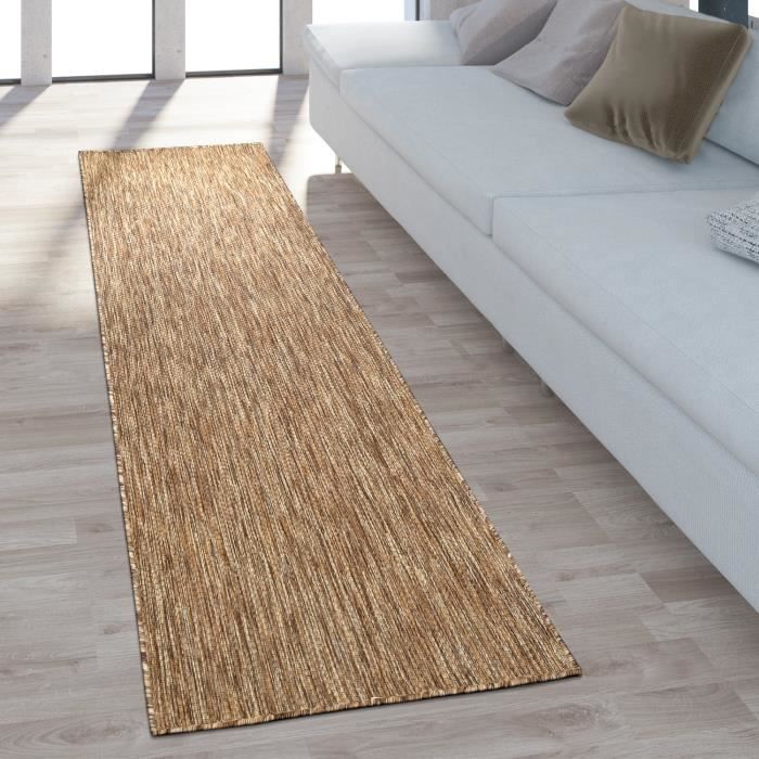 Tapis Extérieur Balcon Terrasse Cuisine Uni Moucheté Marron Beige 120x160 cm - PACO HOME - Moderne - Synthétique