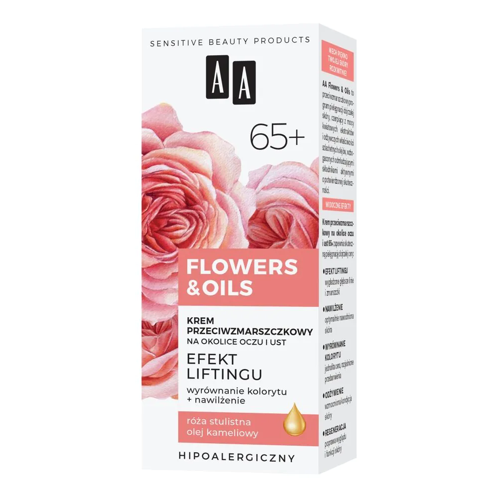 AA Flowers & Oils 65+ Efekt Liftingu Krem Przeciwzmarszczkowy na Okolice oczu i ust