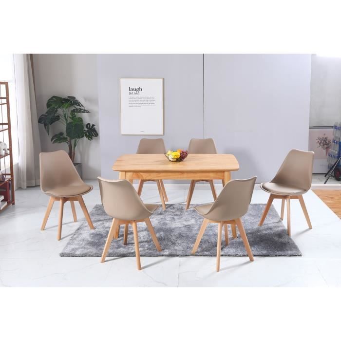 6er-Set Stühle – MADE4US – Clara – Taupe – Massivholz – Skandinavisches Design