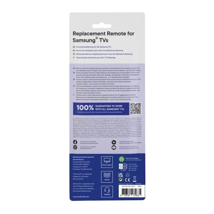 ONE FOR ALL URC4910 – Ersatzfernbedienung für Samsung-Fernseher