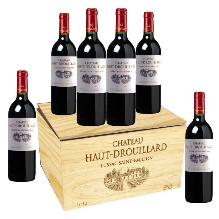 Château Haut-Drouillard 2022 Lussac Saint-Emilion - Vino Tinto Burdeos + Estuche de Madera