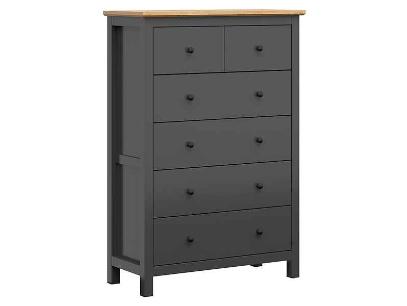 Komoda Hesen 101 cm z 6 szufladami grafit/dąb artisan