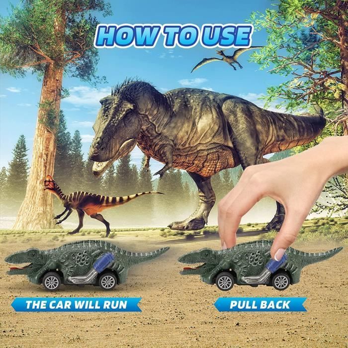 Cochecitos de dinosaurios para arrastrar - ZGEER - 6 diseños diferentes - Juguete de interior para niños - Unisex