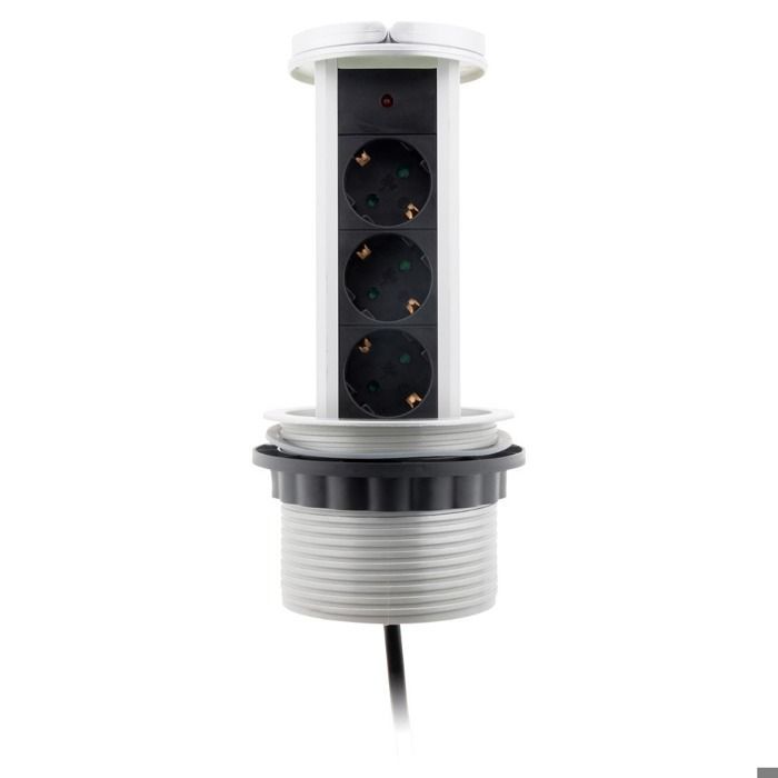 Regleta empotrable de cocina Otio con 3 enchufes Schuko de 16 A - Gris