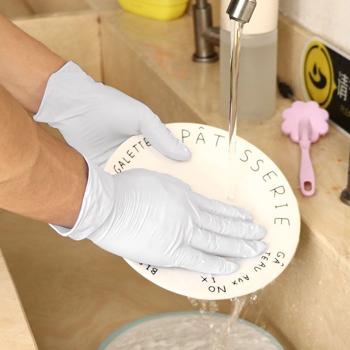 Luvas descartáveis de látex, elásticas, 100 unidades, para limpeza doméstica, tamanho M