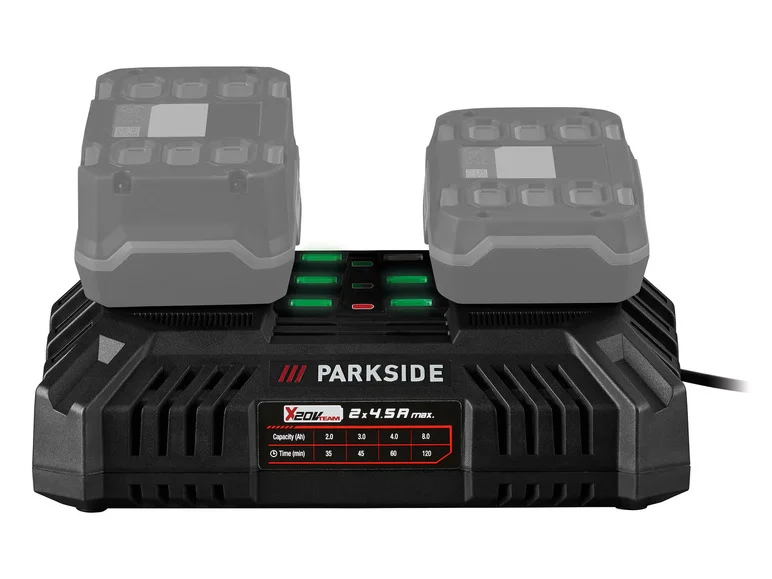 Carregador de bateria dupla PARKSIDE® PDSLG 20 B, 2 x 4,5 A, 20 V