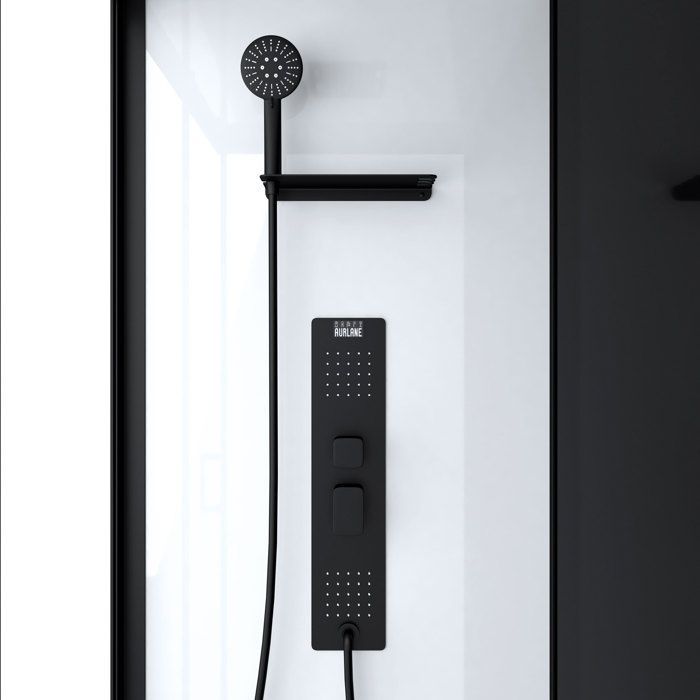 Mampara de ducha 110x80x215cm - Cristal templado - Grifo monomando negro - DUALITY 4 RECTANGLE