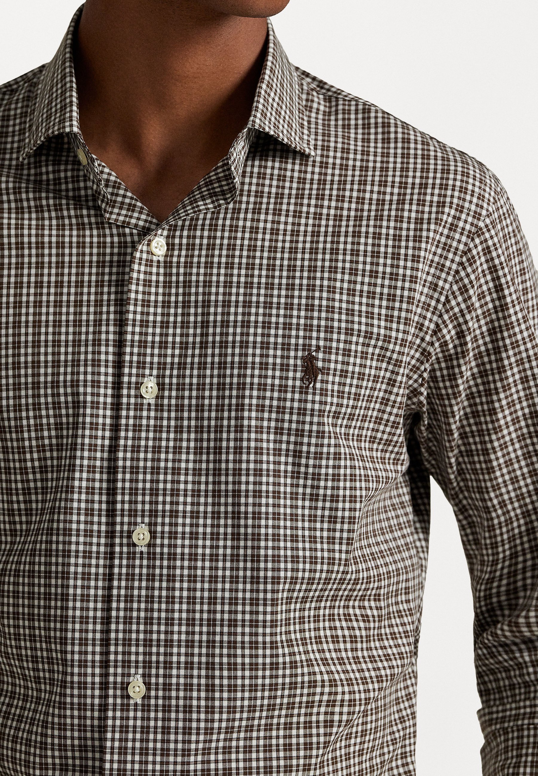 Camicia Polo Ralph Lauren CUSTOM FIT a quadri in popeline elasticizzato - Camicia - marrone multi