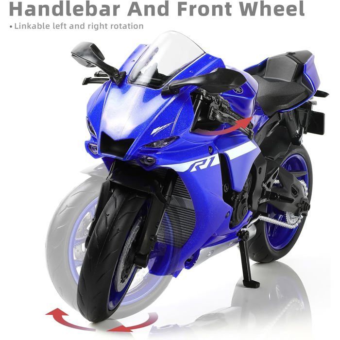 Modellino di moto in scala 1/12, mini giocattolo in metallo pressofuso, blu, sportivo, da corsa, collezione, regalo per bambini e ragazzi