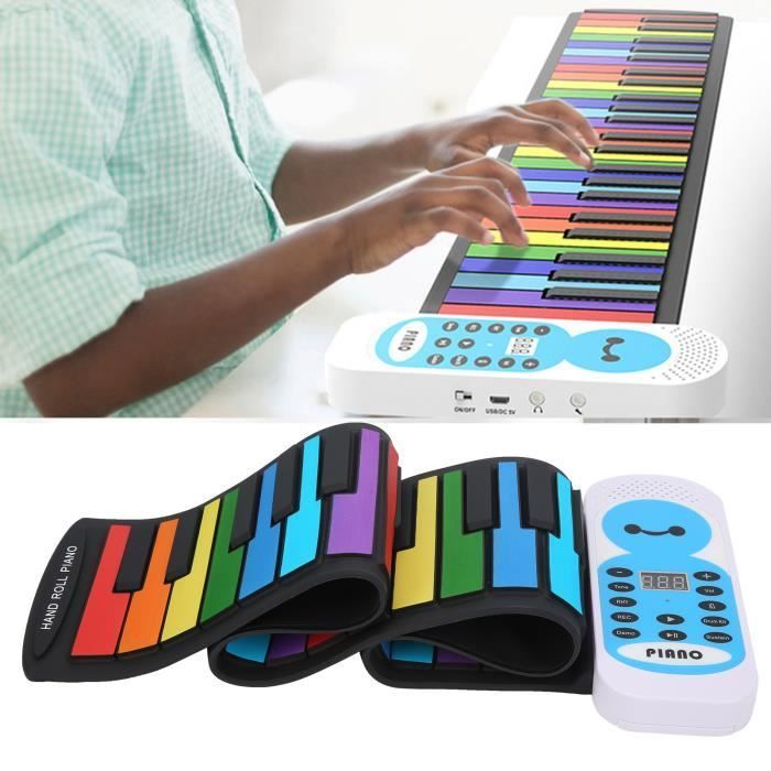 Tastiera morbida per pianoforte - OMABETA - Modello arrotolabile - 49 tasti - Silicone naturale - 128 ritmi integrati