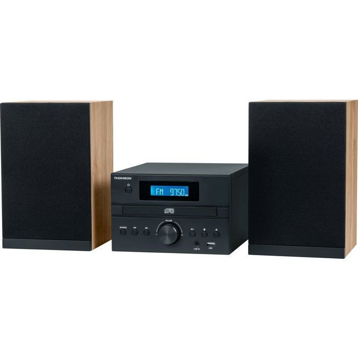 Micro sistema Hi-Fi - THOMSON - Bluetooth - Radio - CD - MP3 - USB - DAB - Legno e nero