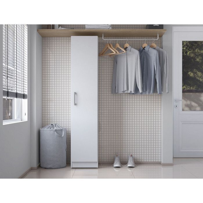 Meubles de rangement - KITS PARANA - Armoire de Buanderie et Cellier Blanche 35 cm 5 Niches - SALLE DE BAIN