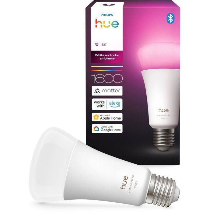 Ampoule LED connectée A67 - PHILIPS HUE - Lumière blanche chaude - Culot E27 - 11,8W - 1000-2000k - 1600 lumens