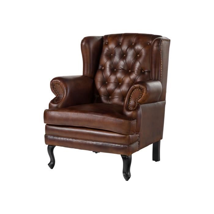 Sofá Chesterfield de 3 plazas, 88x80 cm, piel marrón, n.º 101