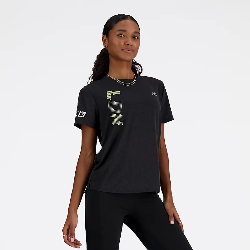 Dámské tričko s krátkým rukávem London Edition Graphic NB Athletics - ČERNÁ MELANŽ