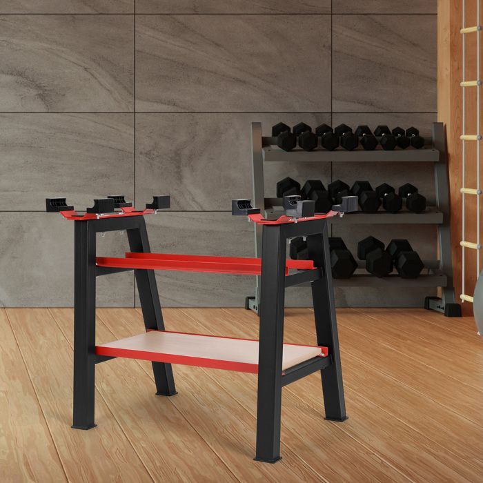 Soporte para levantamiento de pesas - Estante de almacenamiento para fitness - Soporte para entrenamiento con pesas - 67,5 x 47 x 66 cm - Negro