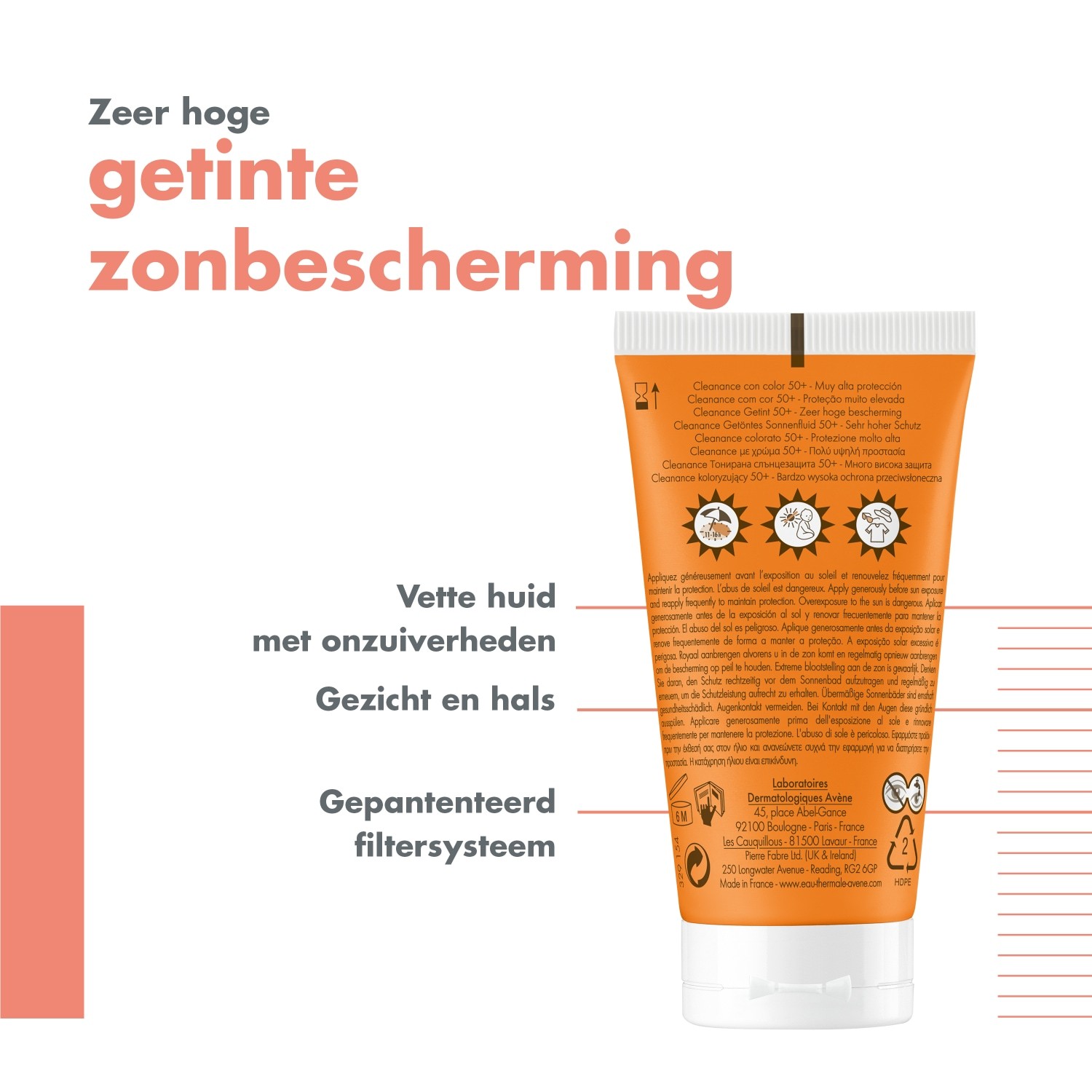 „Avène Solaire Cleanance“ tonuotas vienodinamasis kremas nuo saulės SPF 50+ – 50 ml