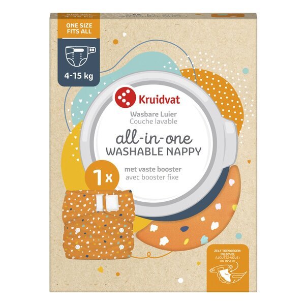 Kruidvat universālās mazgājamās autiņbiksītes<br>oranžas, izmērs 4-15 kg