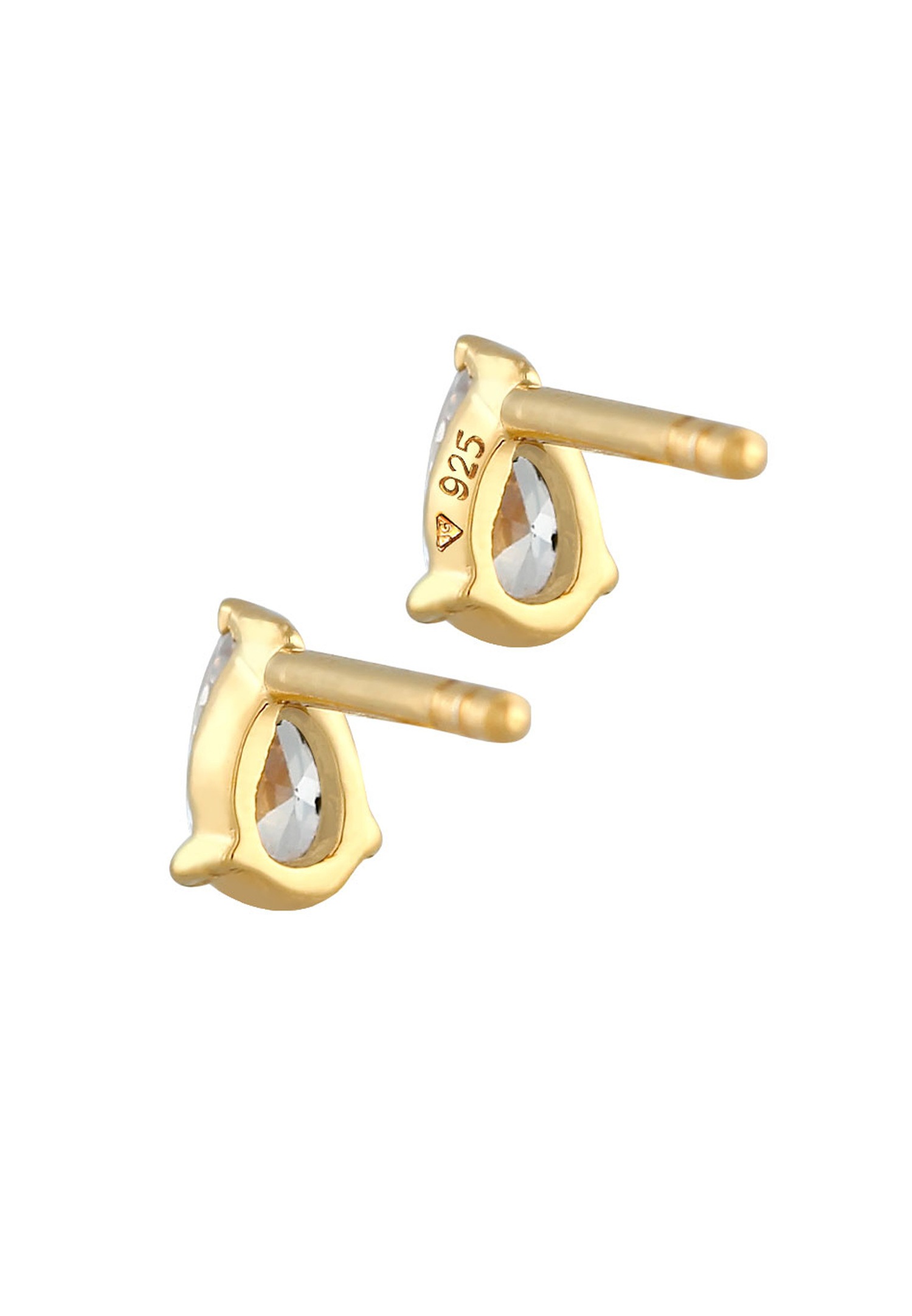 Elli Clous d'oreilles pour femmes Elegant Classic avec cristaux de zirconium en argent sterling 925 plaqué or