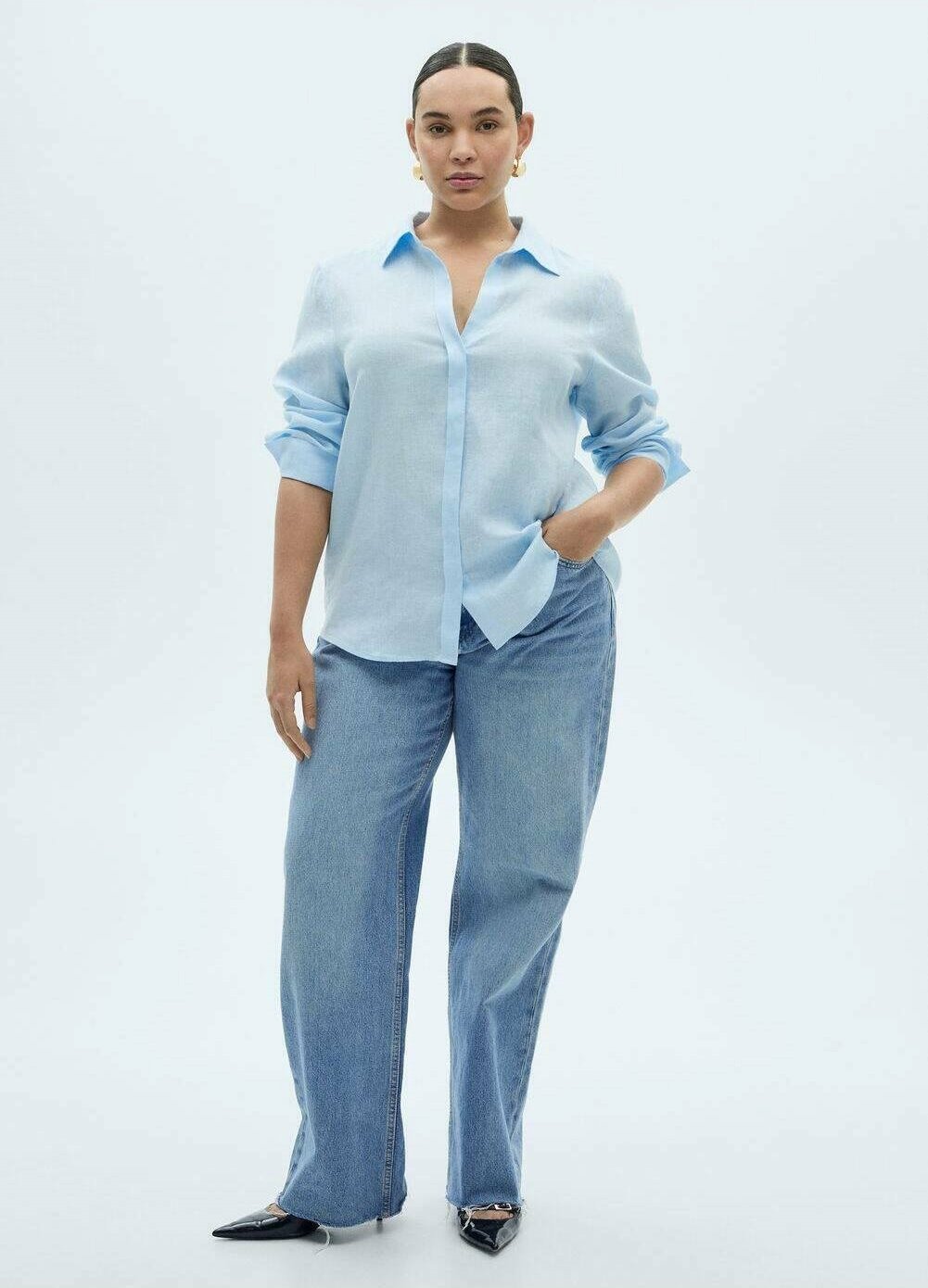 Camicetta Mango SAMARA - azzurra