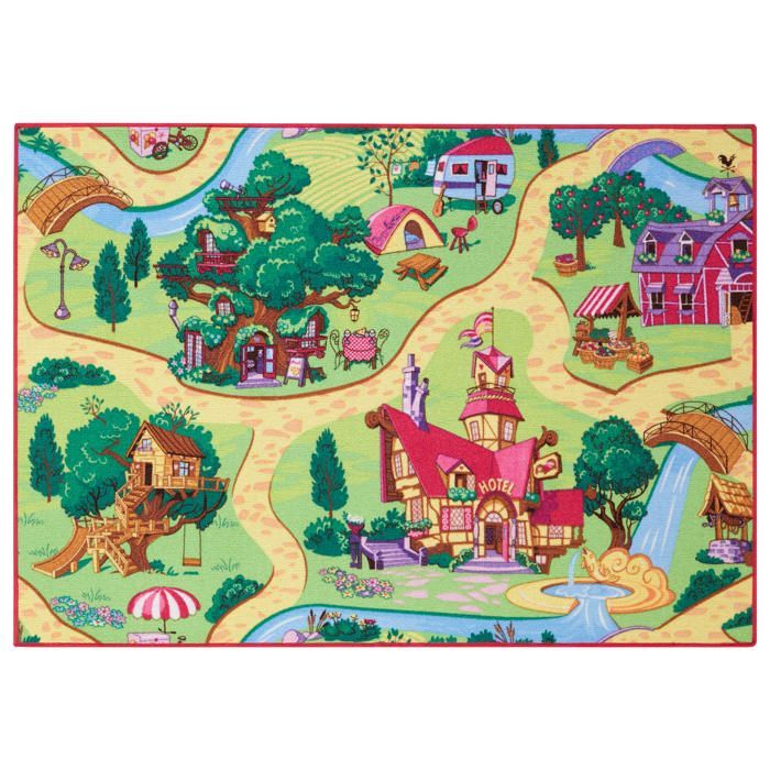 Tappeto gioco per bambini 95x133 cm, Candy Town - Pista per auto - Lavabile - Antiscivolo - Carpet Studio