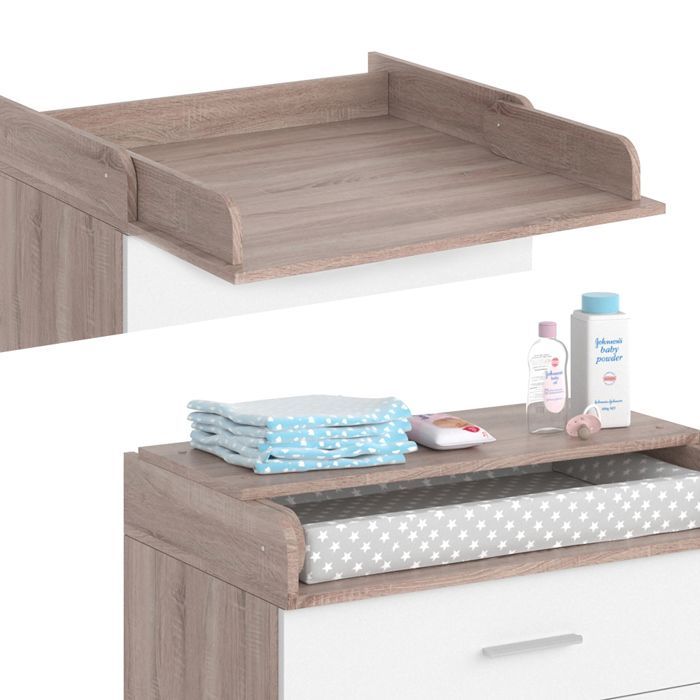 Commode à langer Lena 75x100cm Blanc/Sonoma Sonoma Vicco 37865