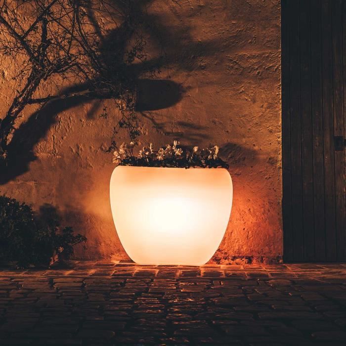 Pot de fleurs lumineux Heart avec LED multicolore - TEKNOPLAST - Carré - 57x31cm - 25L - Câble noir de 3m