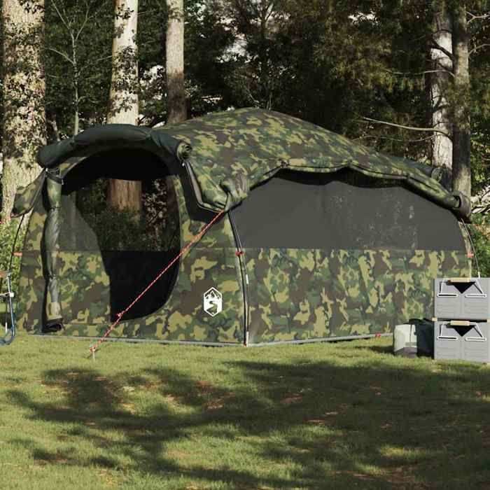 vidaXL 6-Person Tunnel Family Tent, Waterproof Camouflage, Tent, Garden Tent, Outdoor Shelter, Camping Tent, 4009577