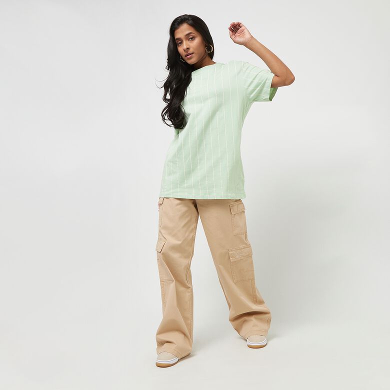 Mały t-shirt w prążki z podpisem w rozmiarze oversize