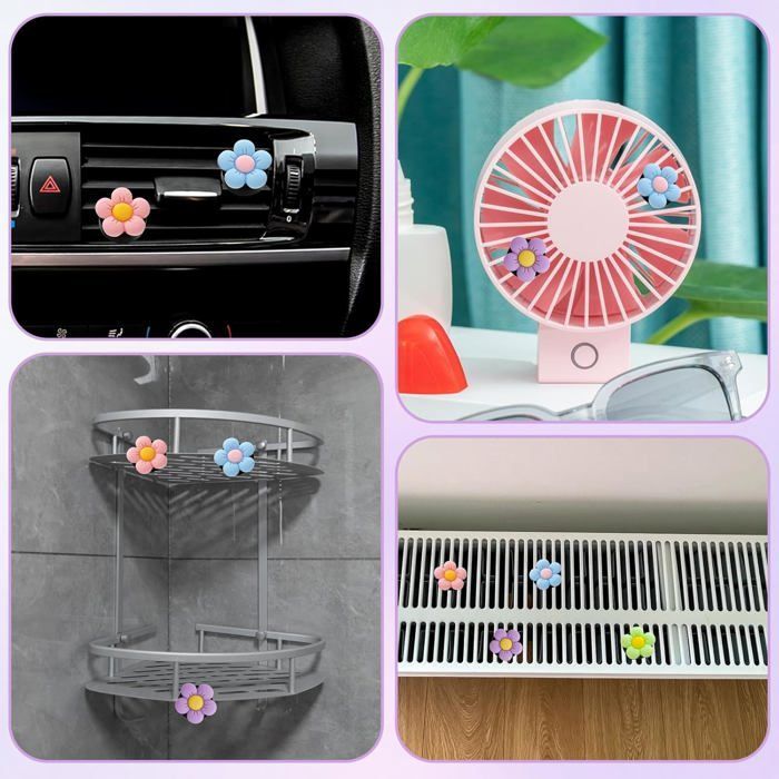Juego de 8 ambientadores para coche con forma de margarita - Accesorios para coche - Accesorios de decoración para coche de mujer